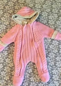 FADED GLORY BABY GIRLS PINK KNIT BABY BUNTING SUIT
